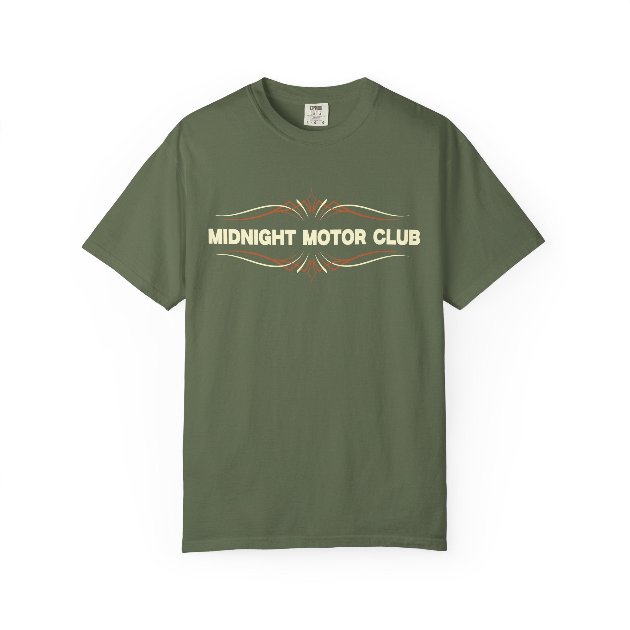 Midnight Motor Club T-Shirt — “The Garage Never Closes” Vintage Car Crew Tee