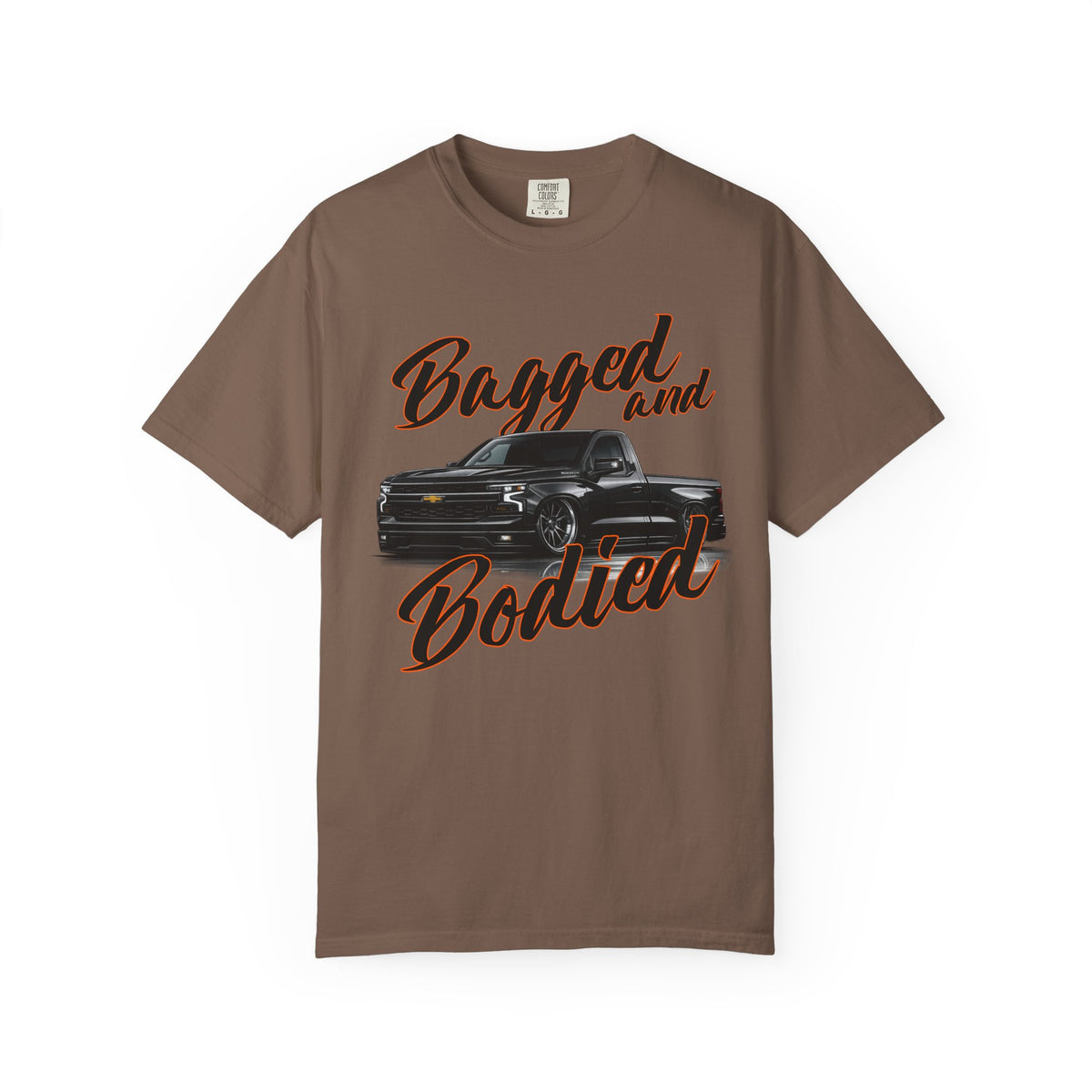 Bagged and Bodied Truck T-Shirt — Lowered Chevy Pickup Crew Tee