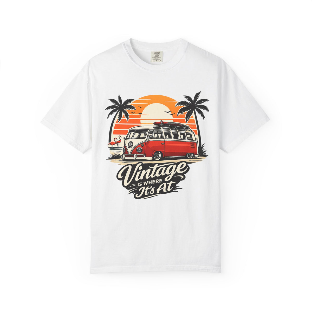 Vintage VW Camper Sunset T-Shirt — "Vintage Is Where It’s At"