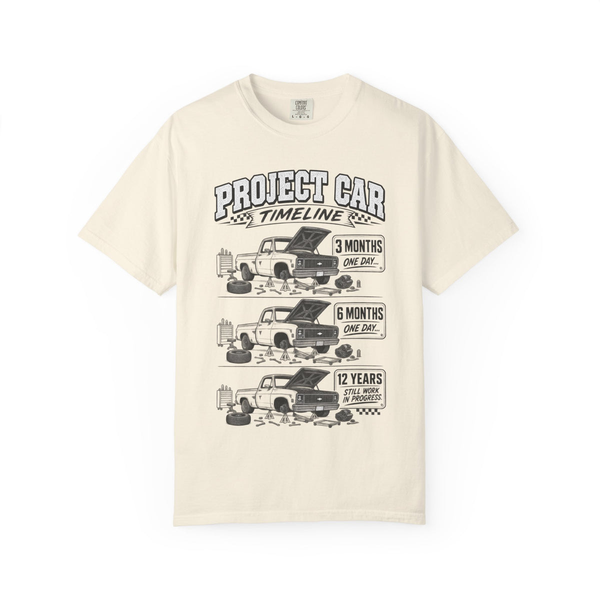 Project Car Timeline T-Shirt – Funny Mechanic Restoration Shirt