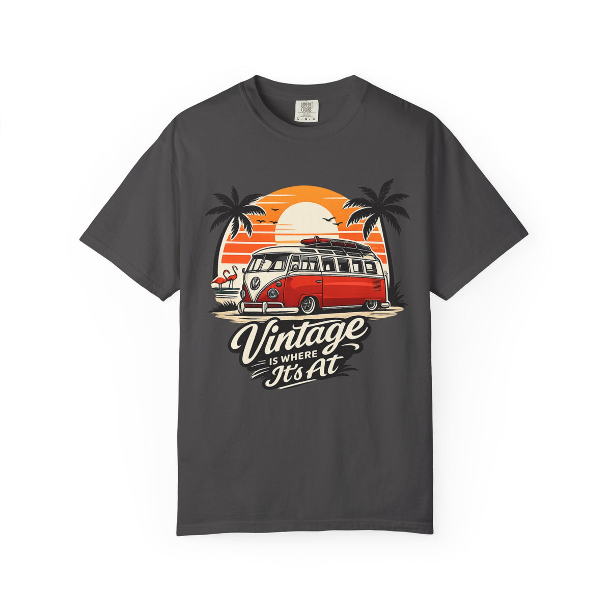 Vintage VW Camper Sunset T-Shirt — "Vintage Is Where It’s At"