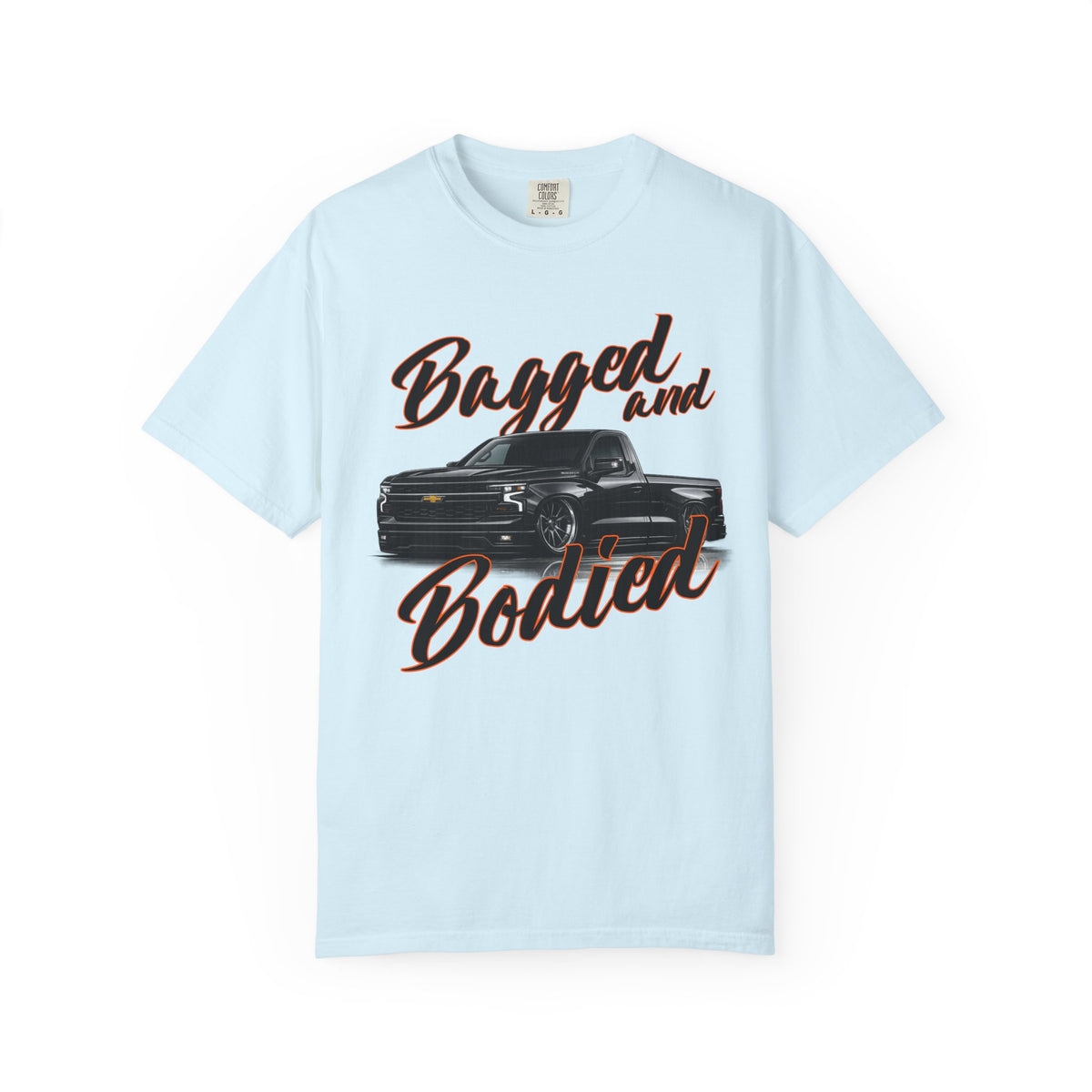 Bagged and Bodied Truck T-Shirt — Lowered Chevy Pickup Crew Tee