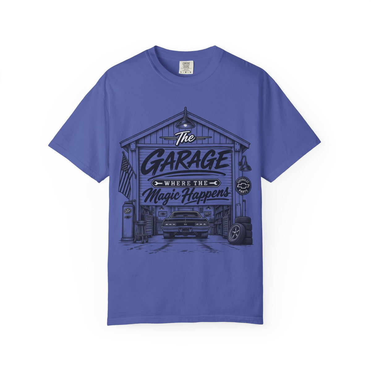 "The Garage Where the Magic Happens" Vintage Car Shop Tee