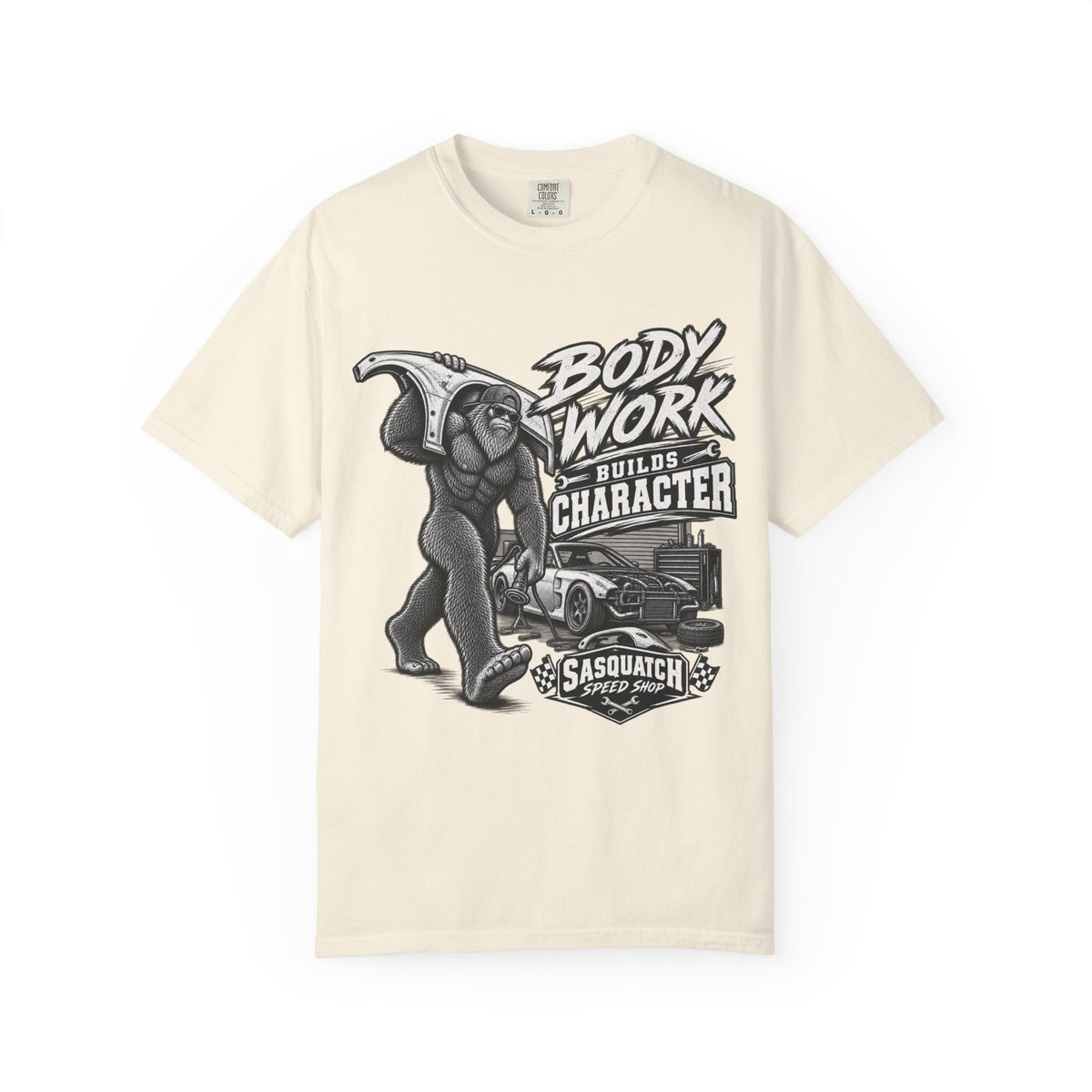 "Body Work Builds Character" Sasquatch Graphic Tee