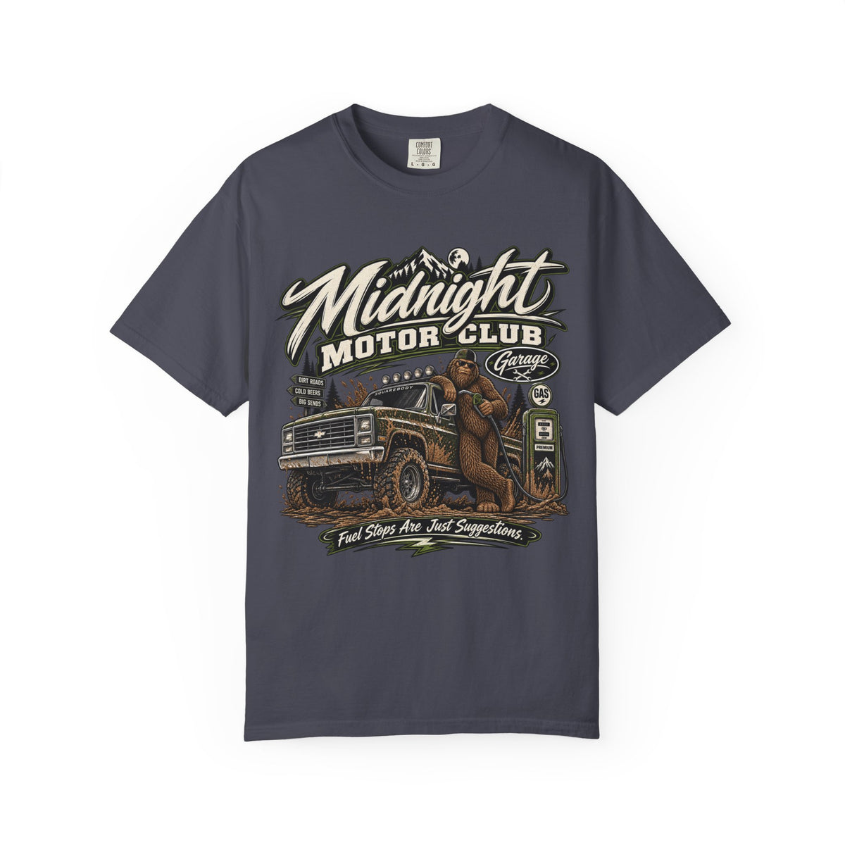 Midnight Motor Club T-Shirt — Vintage Truck & Bigfoot Graphic
