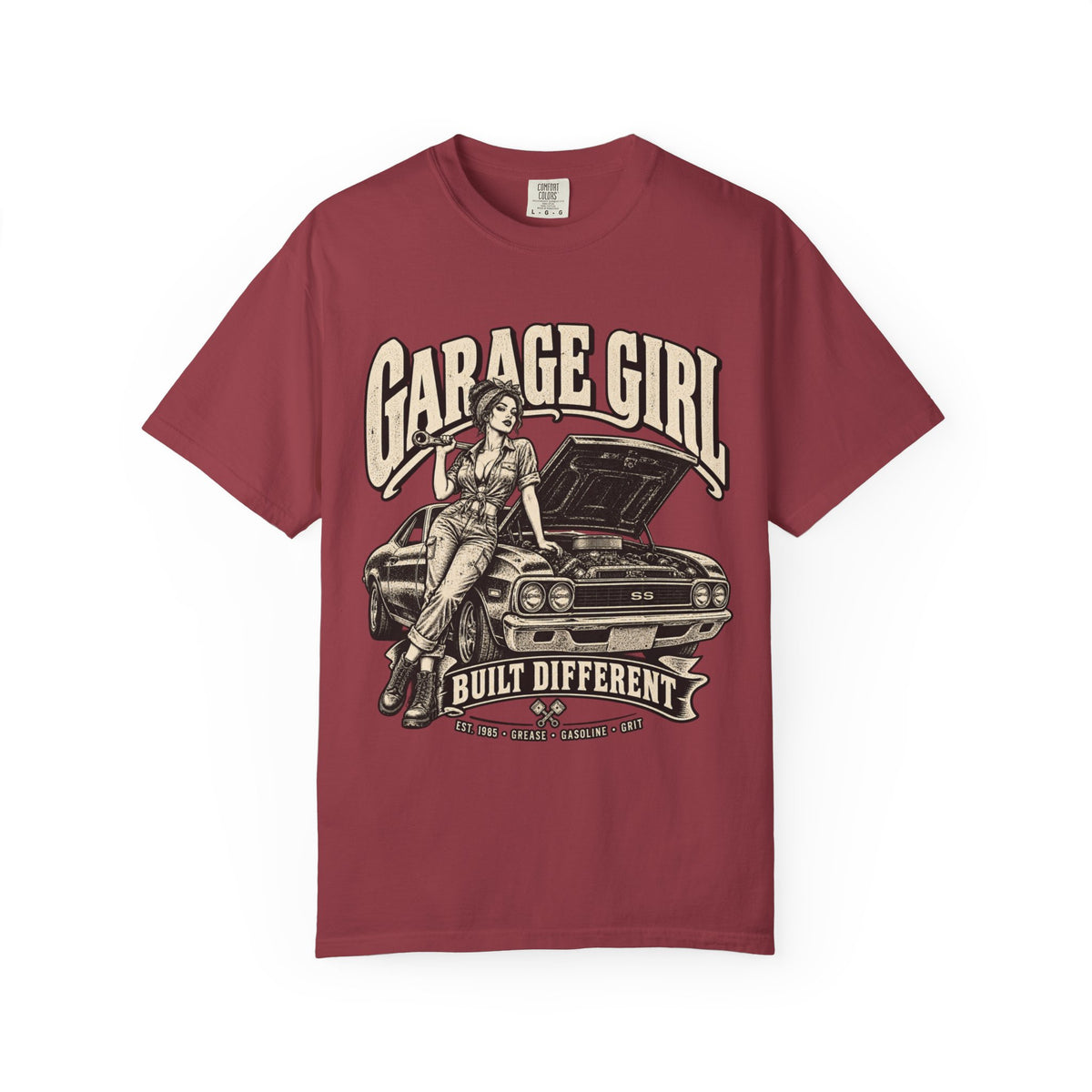 Garage Girl T-Shirt — "Built Different" Vintage Car Tee