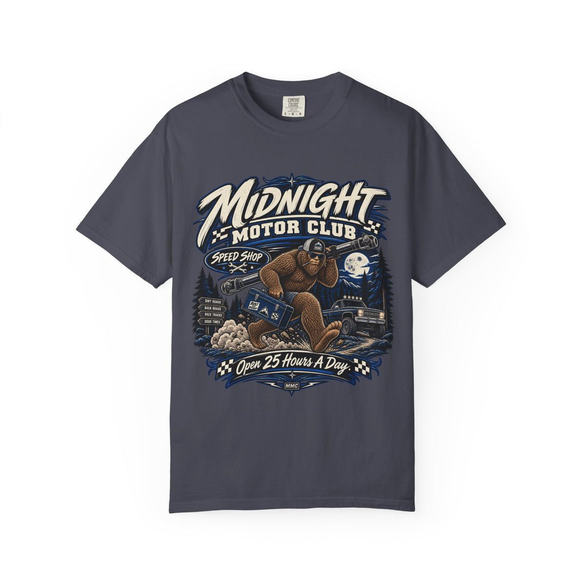 Midnight Motor Club T-Shirt — Vintage Bigfoot Speed Shop Graphic Tee