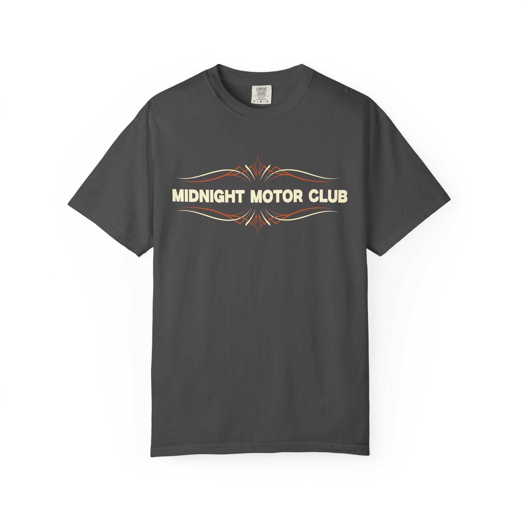 Midnight Motor Club T-Shirt — “The Garage Never Closes” Vintage Car Crew Tee