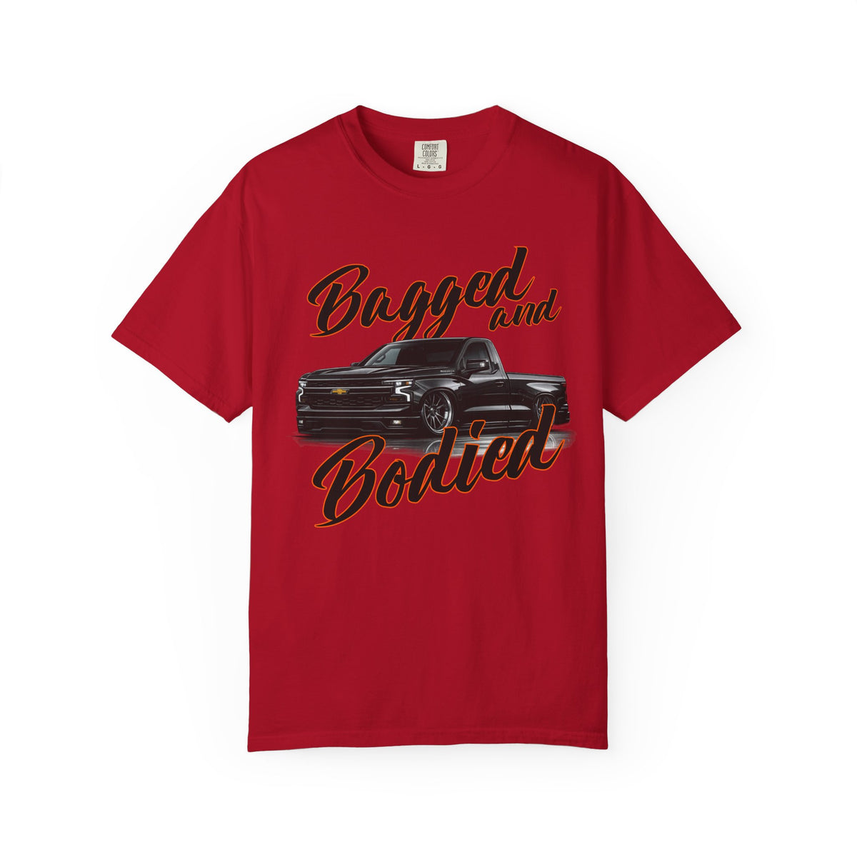 Bagged and Bodied Truck T-Shirt — Lowered Chevy Pickup Crew Tee
