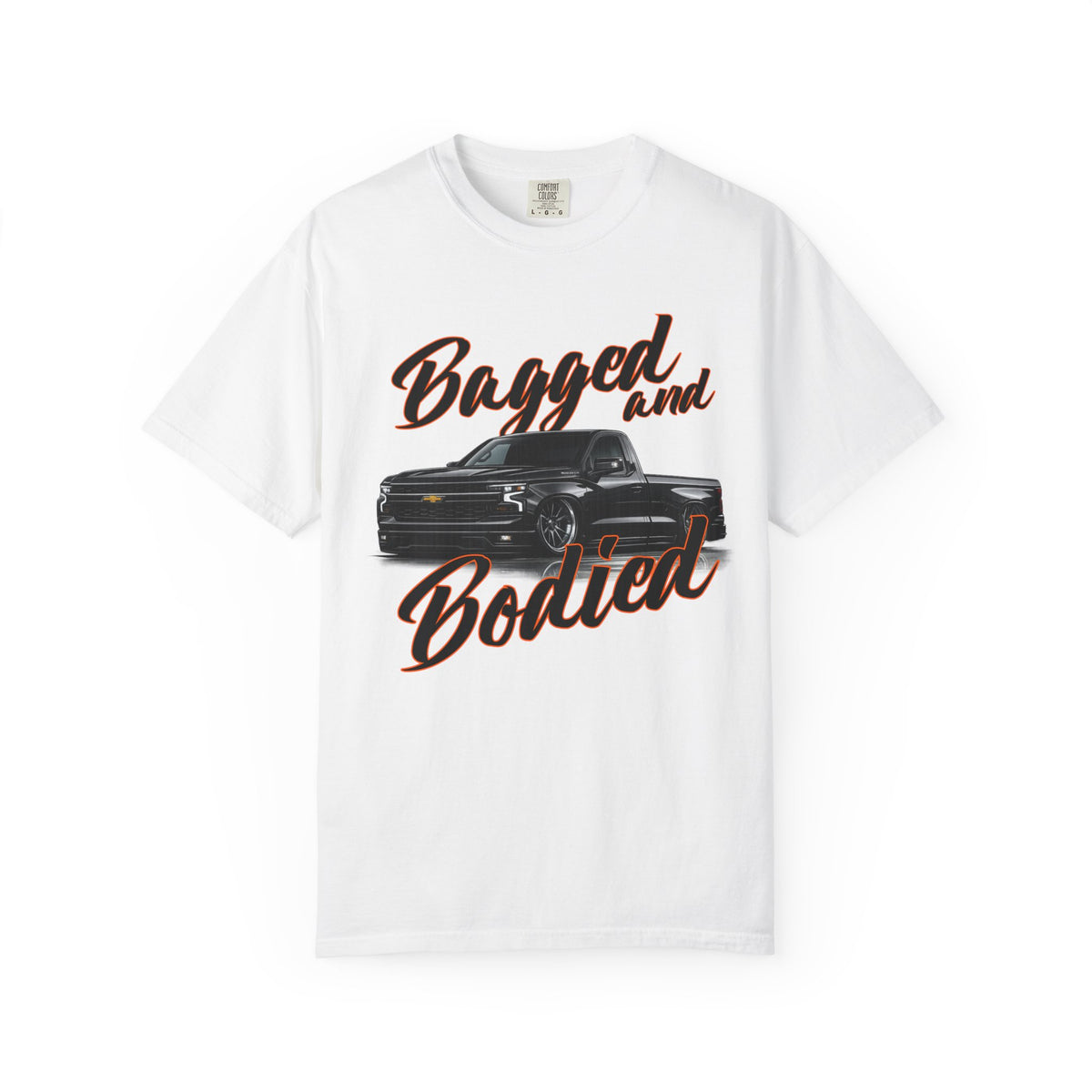 Bagged and Bodied Truck T-Shirt — Lowered Chevy Pickup Crew Tee