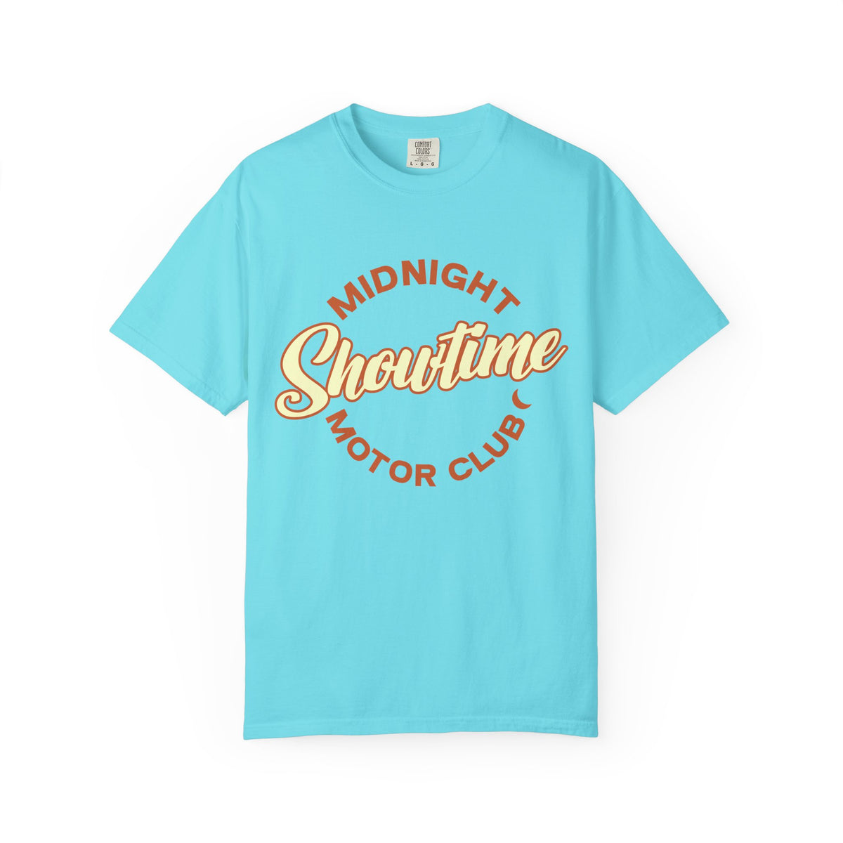 "Midnight Showtime Motor Club" Retro Script Car Culture Tee