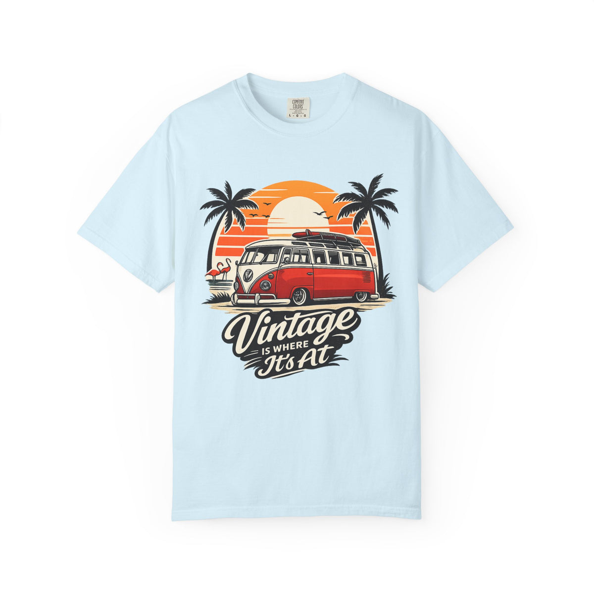 Vintage VW Camper Sunset T-Shirt — "Vintage Is Where It’s At"
