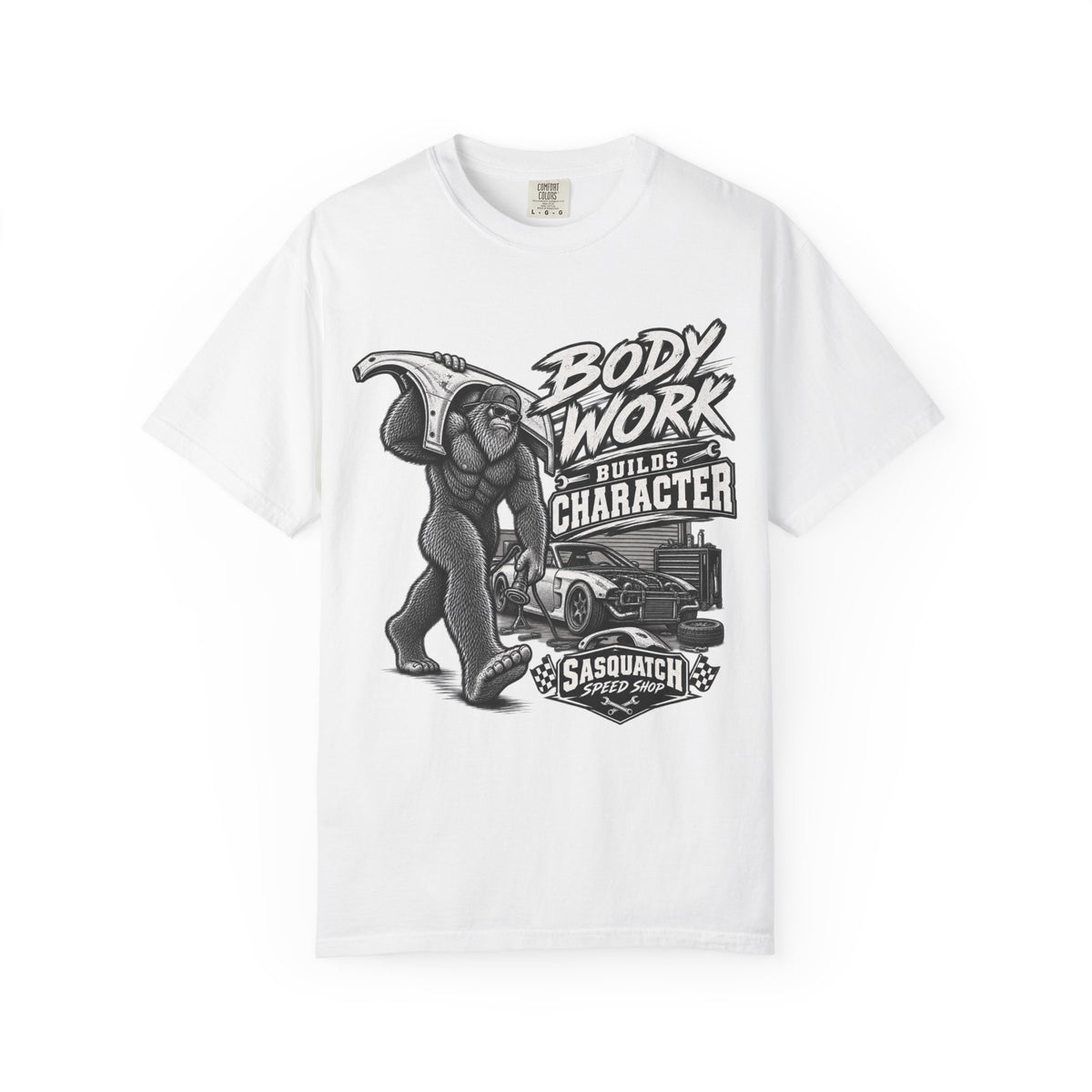 "Body Work Builds Character" Sasquatch Graphic Tee