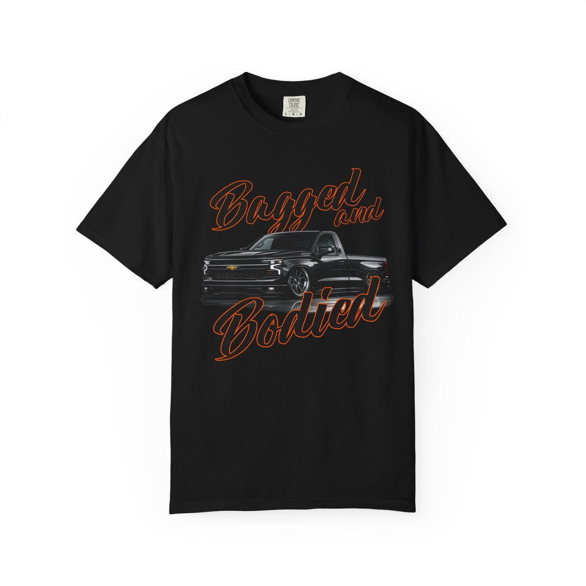Bagged and Bodied Truck T-Shirt — Lowered Chevy Pickup Crew Tee