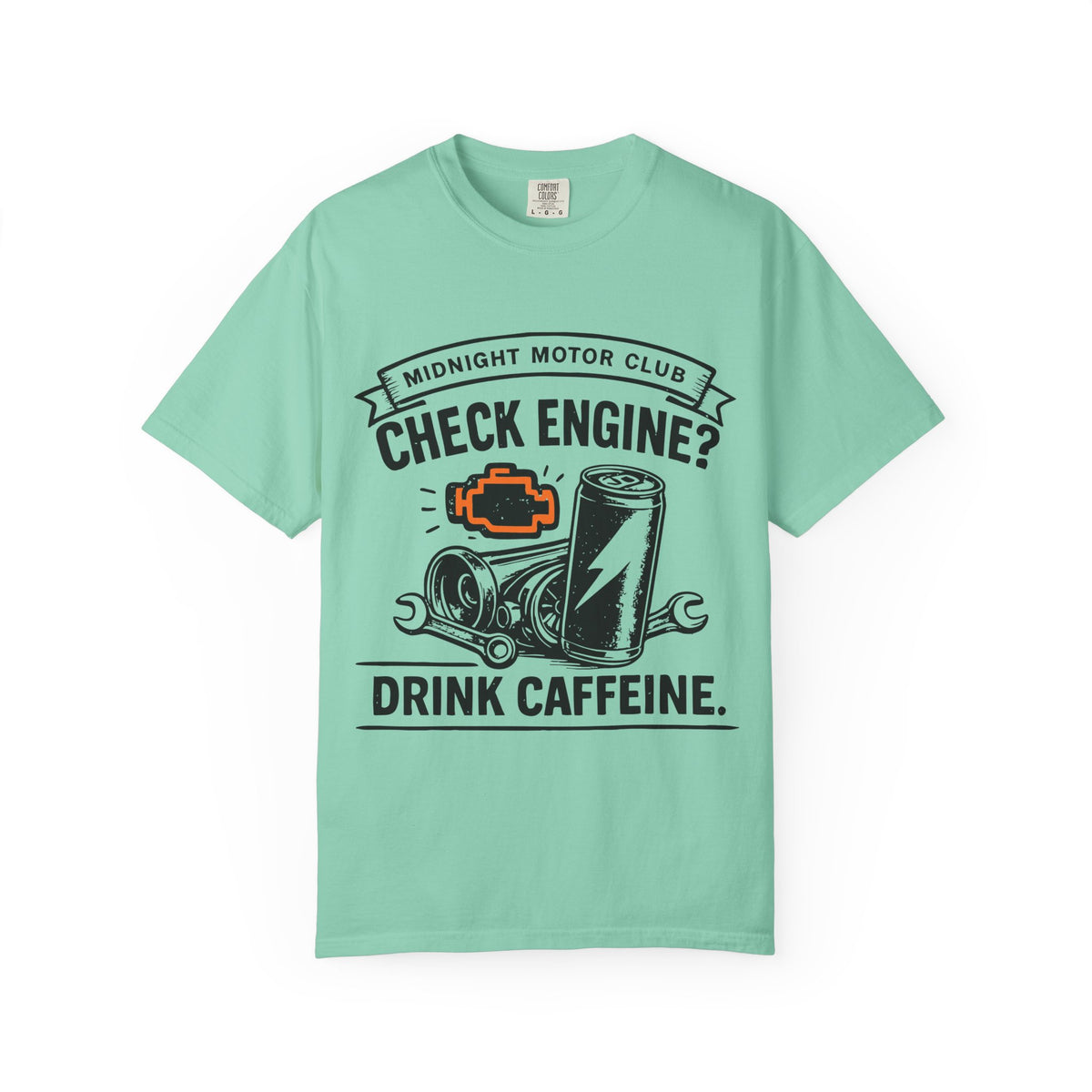 Check Engine? Drink Caffeine. T-Shirt — Mechanics & Car Lovers Racing Tee