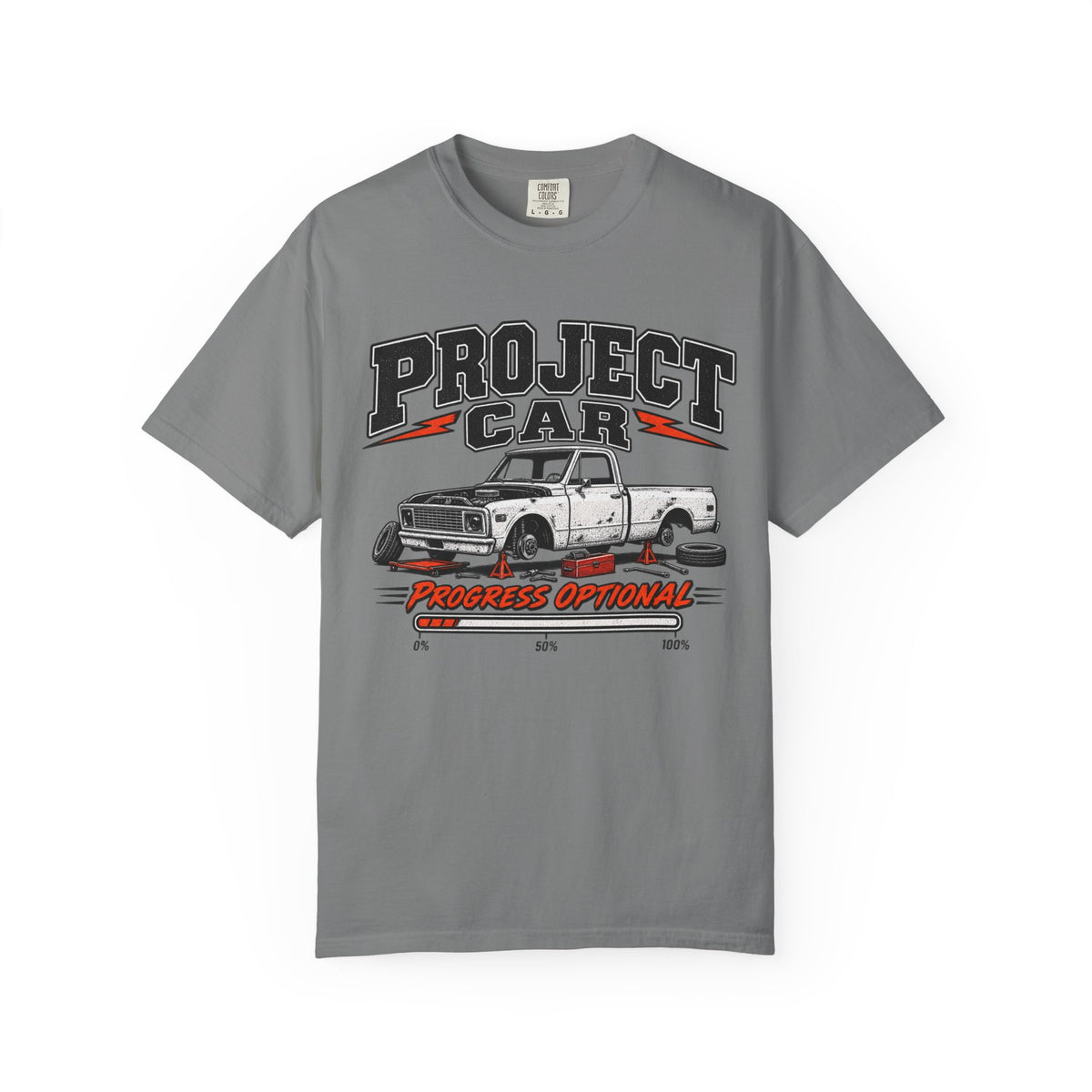 Project Car Graphic T-Shirt — "Progress Optional" Vintage Truck Tee