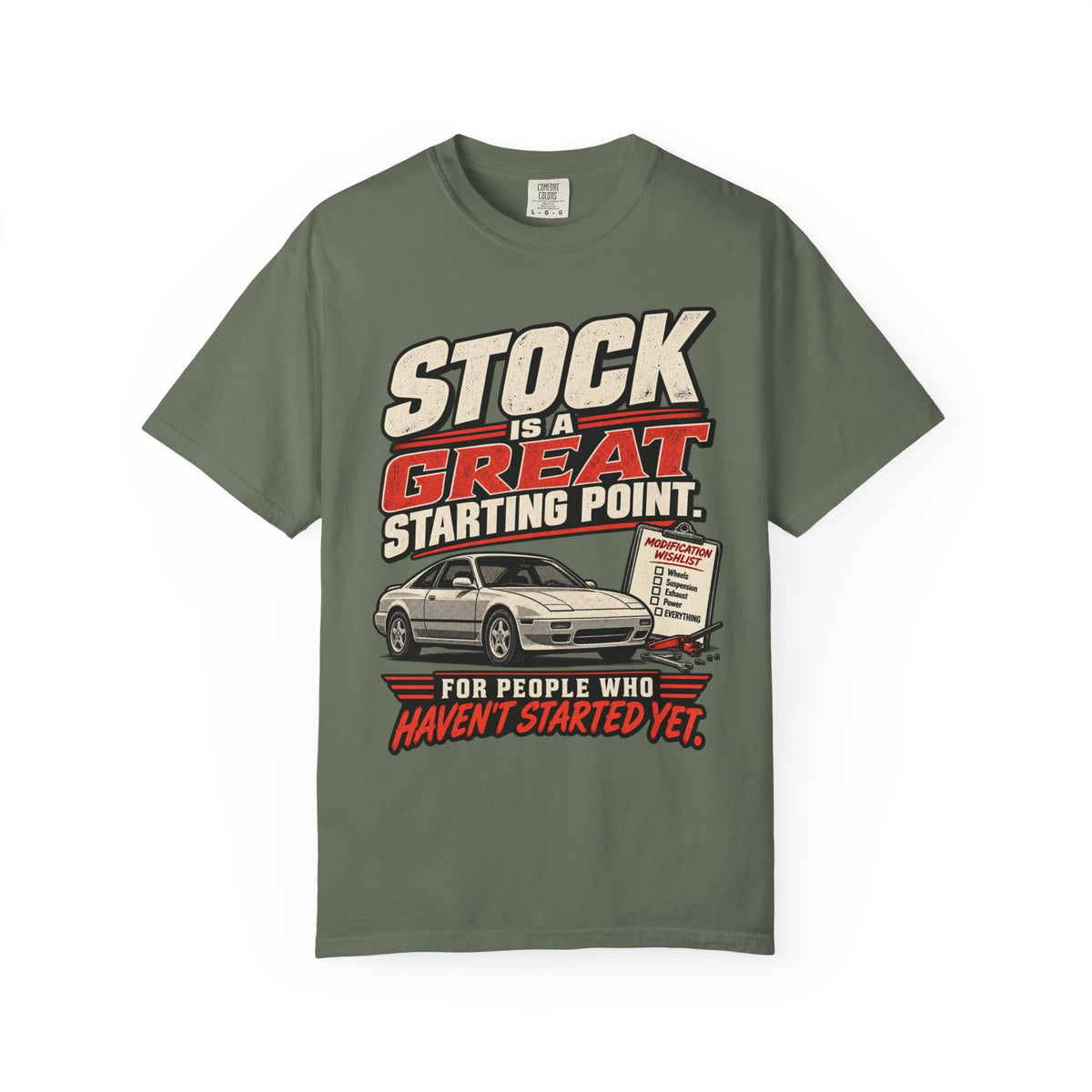 'Stock Is A Great Starting Point' T-Shirt — Funny Car Enthusiast Tee