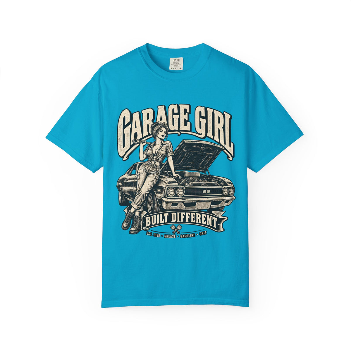 Garage Girl T-Shirt — "Built Different" Vintage Car Tee