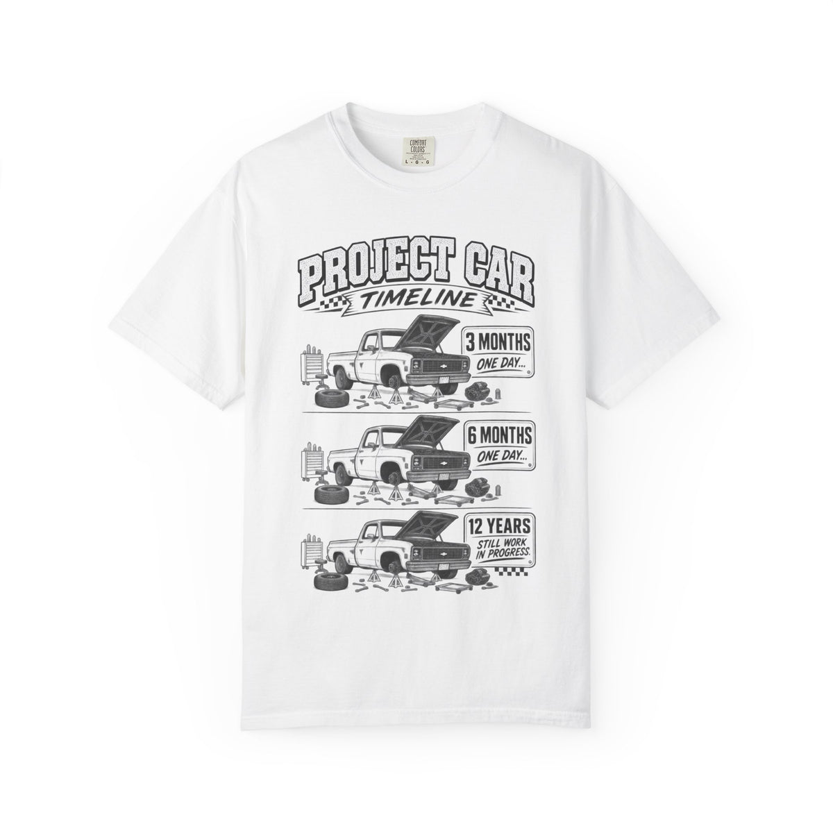 Project Car Timeline T-Shirt – Funny Mechanic Restoration Shirt