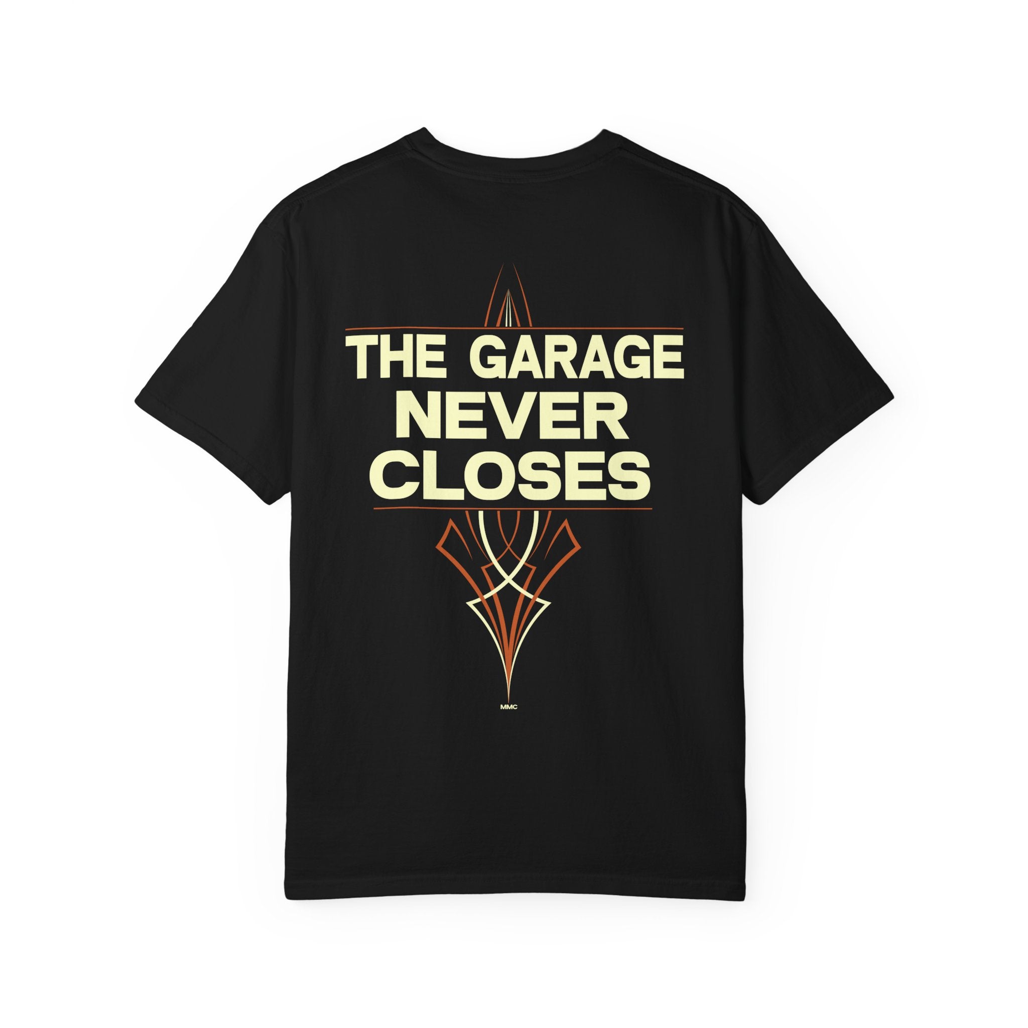 Midnight Motor Club T-Shirt — “The Garage Never Closes” Vintage Car Crew Tee