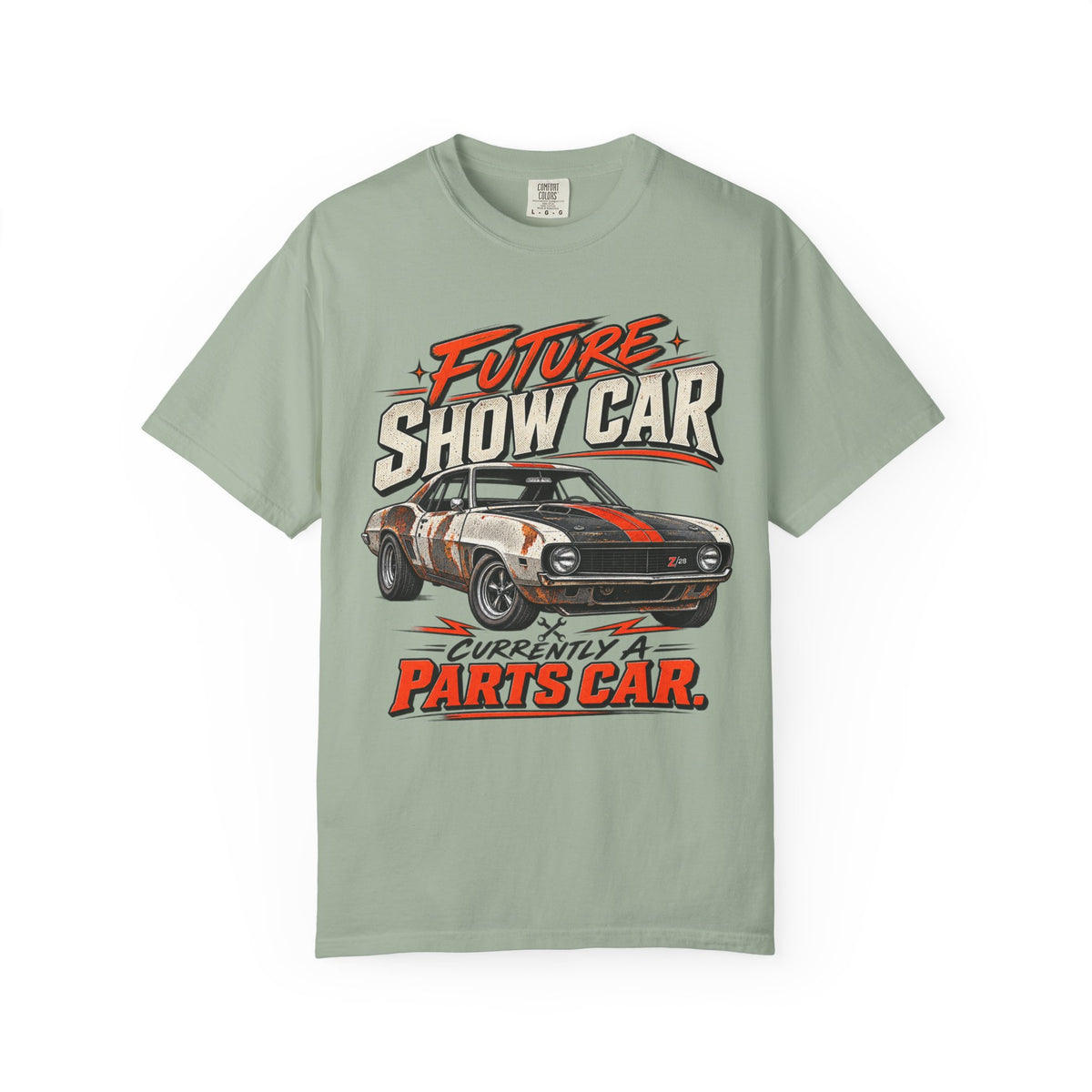 Future Show Car T-Shirt — "Currently a Parts Car" Retro Muscle Car Tee