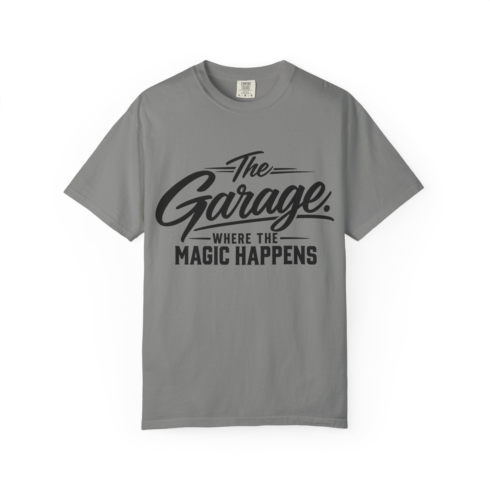 Garage T-Shirt — “The Garage Where the Magic Happens” Retro Workshop Tee