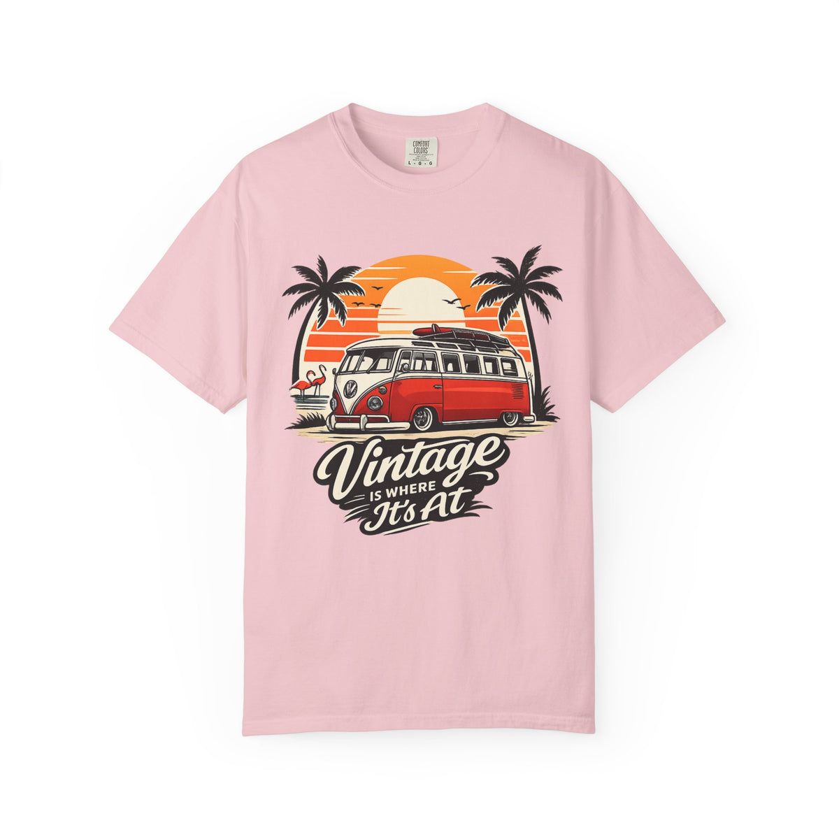 Vintage VW Camper Sunset T-Shirt — "Vintage Is Where It’s At"