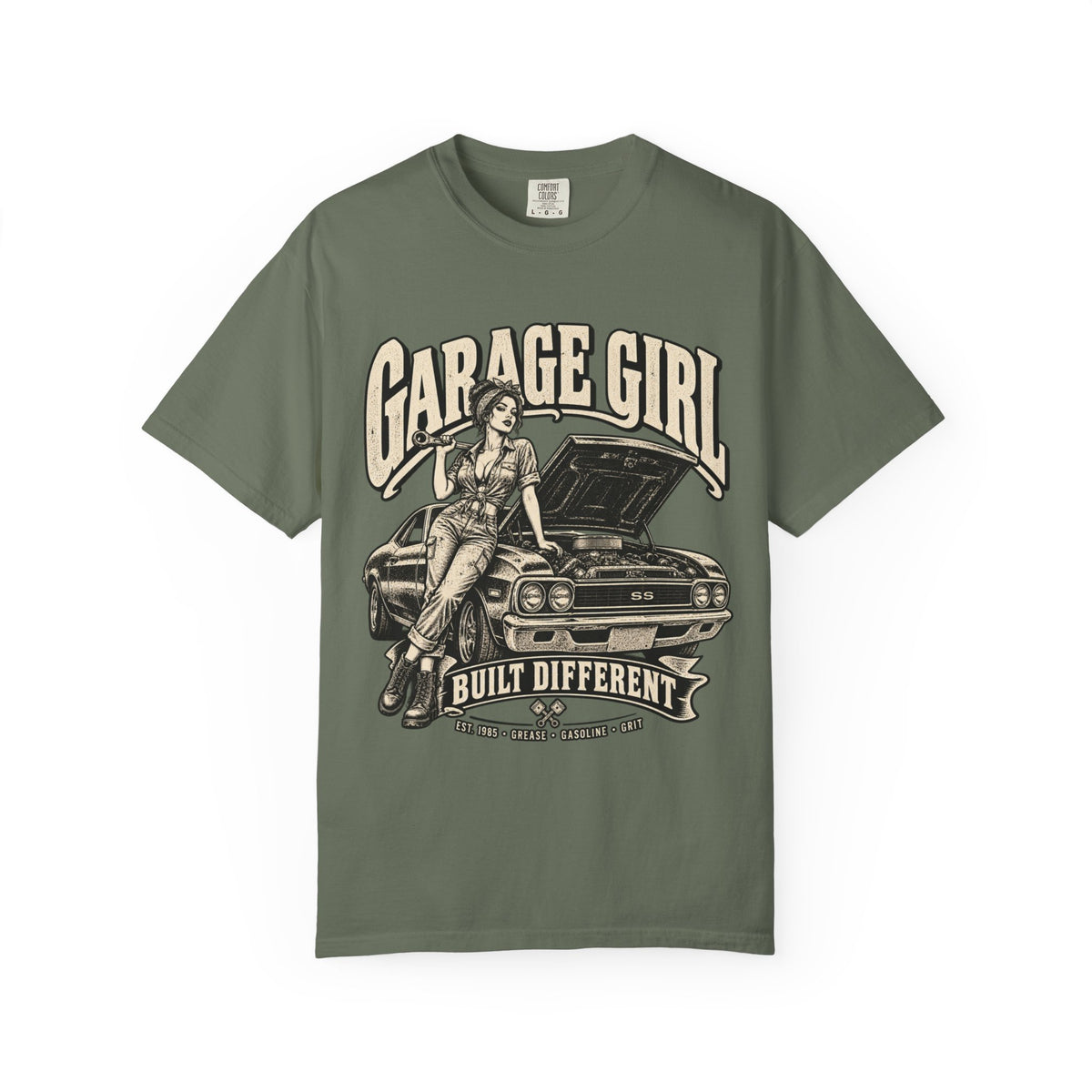 Garage Girl T-Shirt — "Built Different" Vintage Car Tee