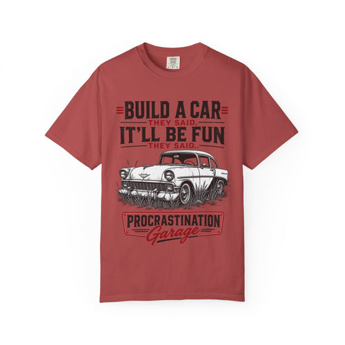"Build a Car They Said, It'll Be Fun" Vintage Procrastination Garage Tee
