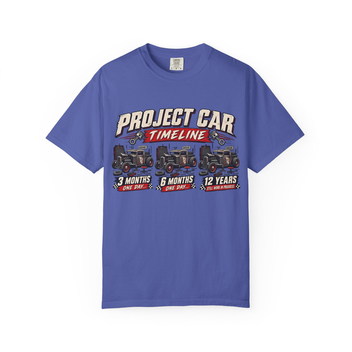 "Project Car Timeline" Hot Rod Funny Mechanic Tee