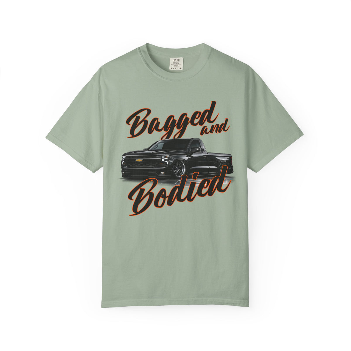 Bagged and Bodied Truck T-Shirt — Lowered Chevy Pickup Crew Tee