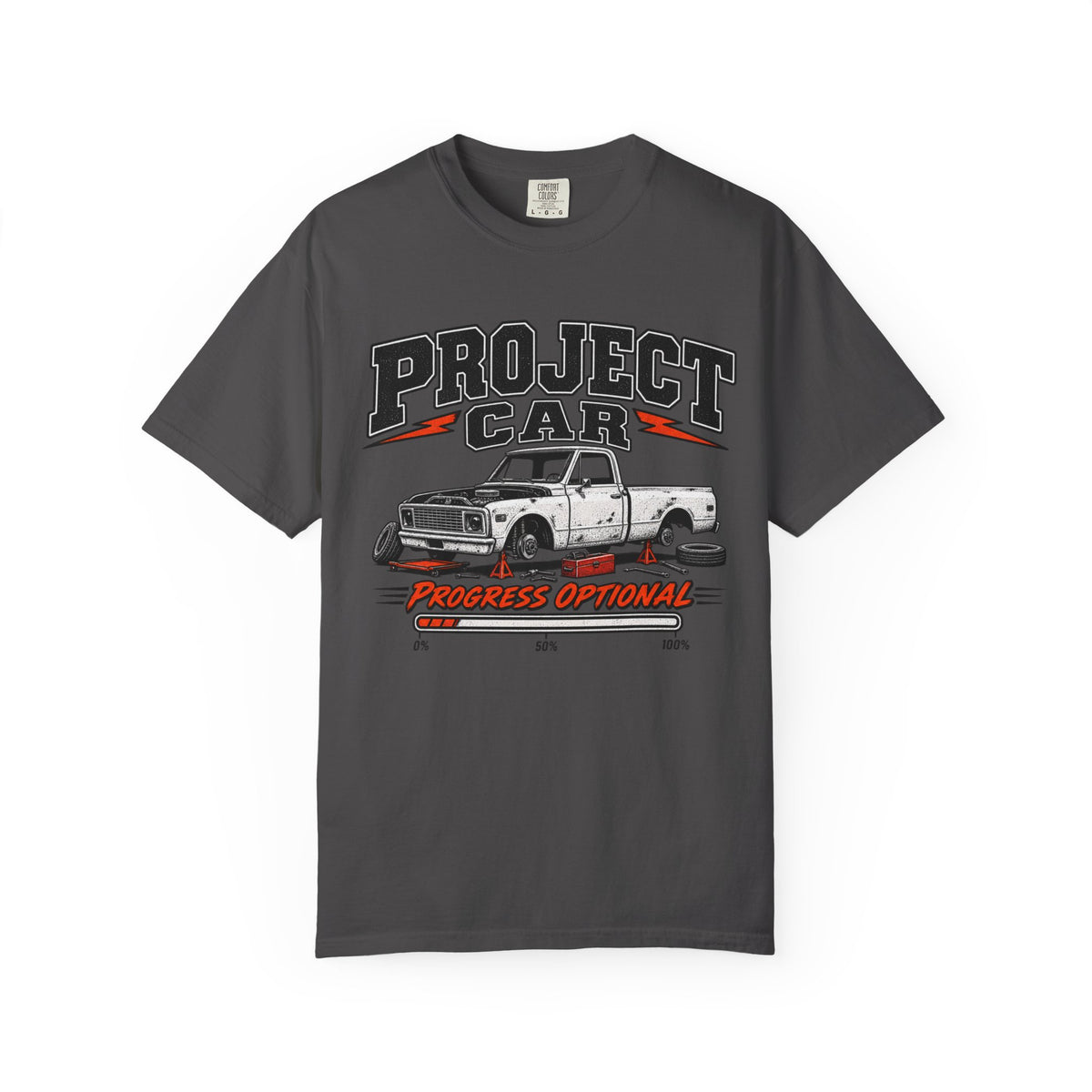 Project Car Graphic T-Shirt — "Progress Optional" Vintage Truck Tee