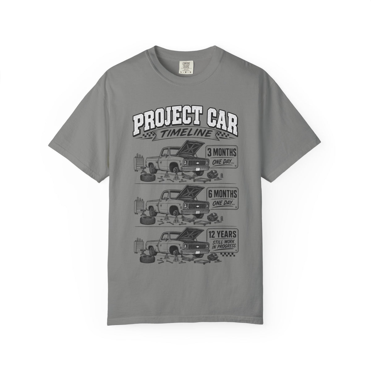 Project Car Timeline T-Shirt – Funny Mechanic Restoration Shirt