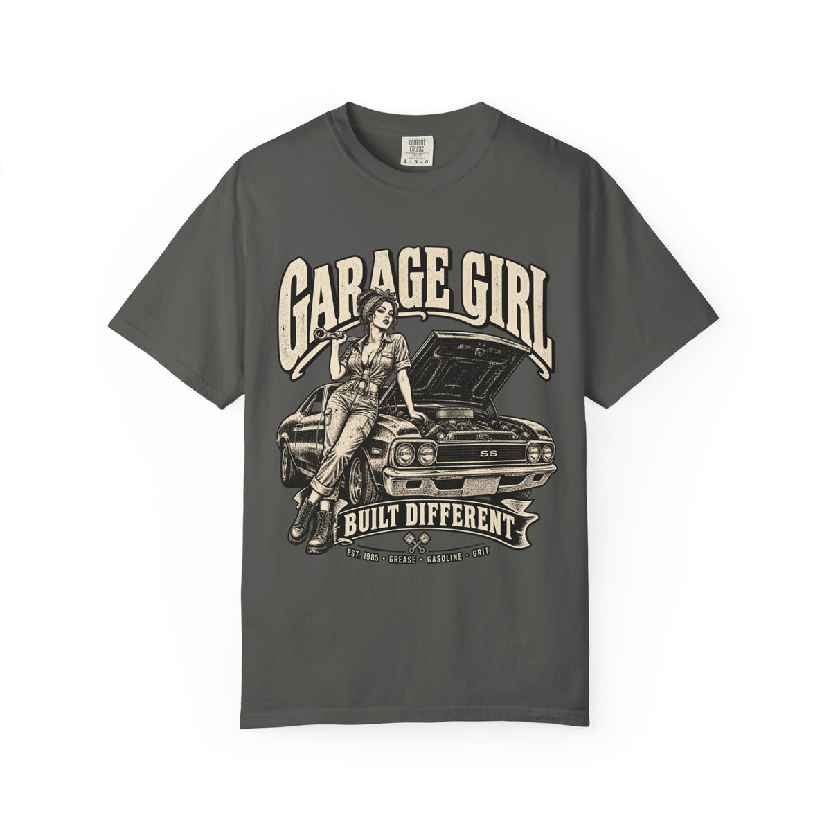 Garage Girl T-Shirt — "Built Different" Vintage Car Tee