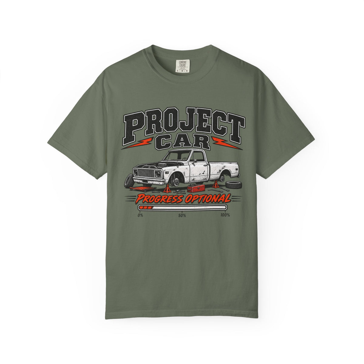 Project Car Graphic T-Shirt — "Progress Optional" Vintage Truck Tee
