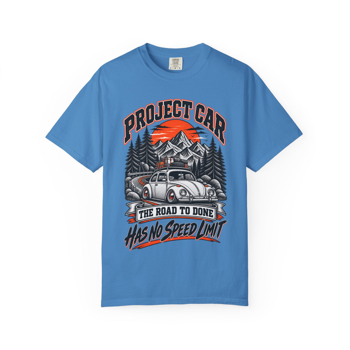 Project Car "Has No Speed Limit" T-Shirt — Vintage Beetle Road Trip Tee