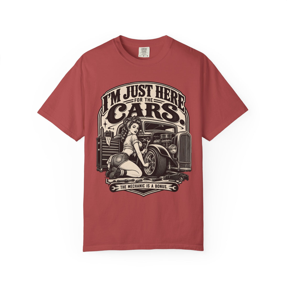 I'm Just Here for the Cars T-Shirt — Retro Pinup Hot Rod Tee