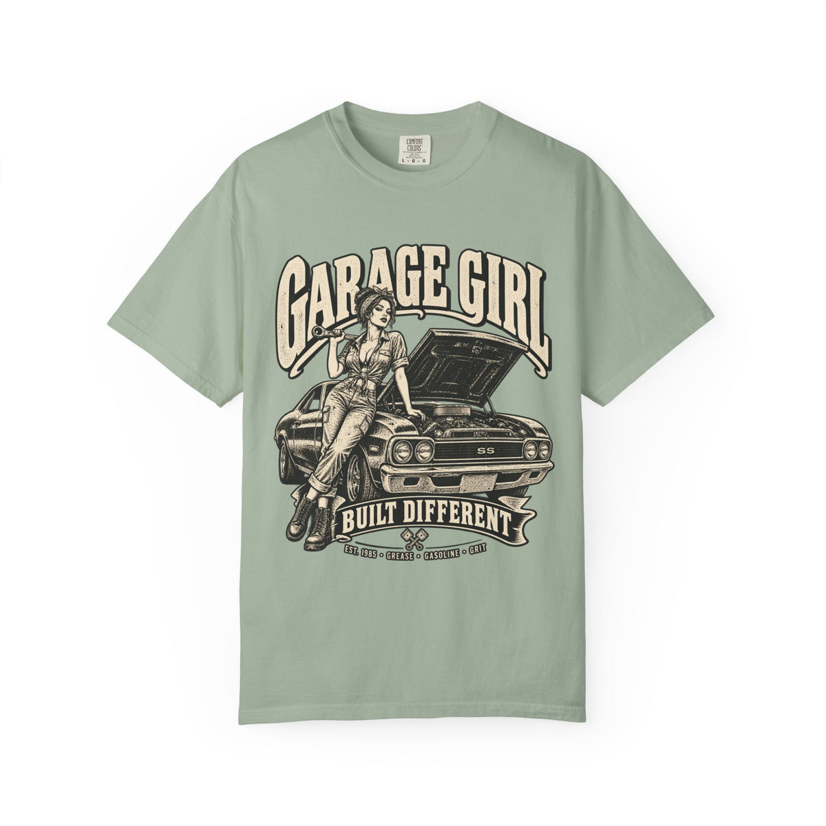 Garage Girl T-Shirt — "Built Different" Vintage Car Tee