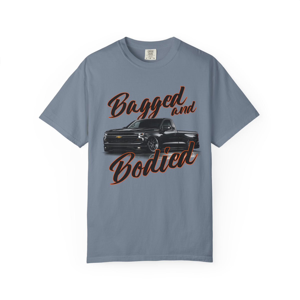 Bagged and Bodied Truck T-Shirt — Lowered Chevy Pickup Crew Tee
