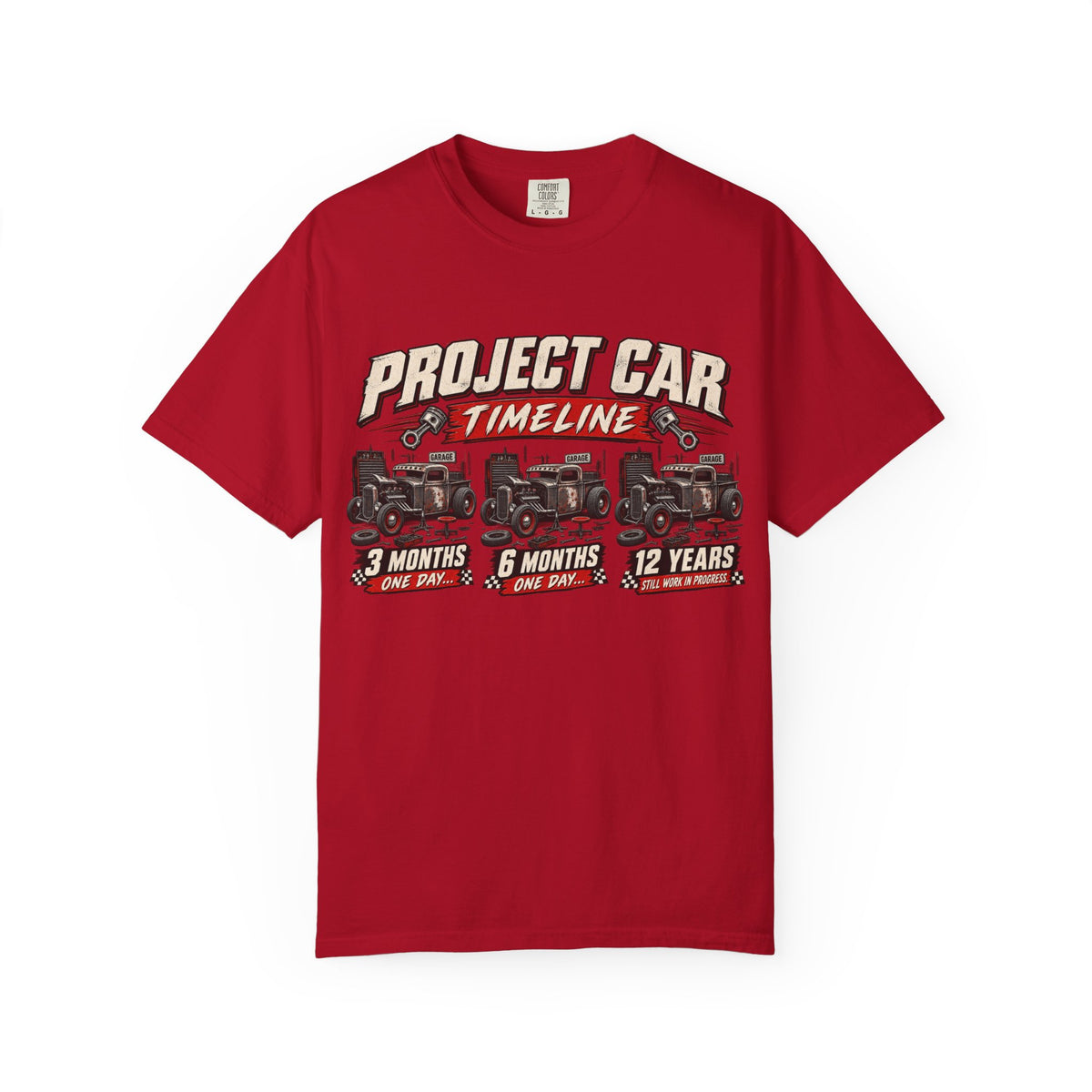 "Project Car Timeline" Hot Rod Funny Mechanic Tee