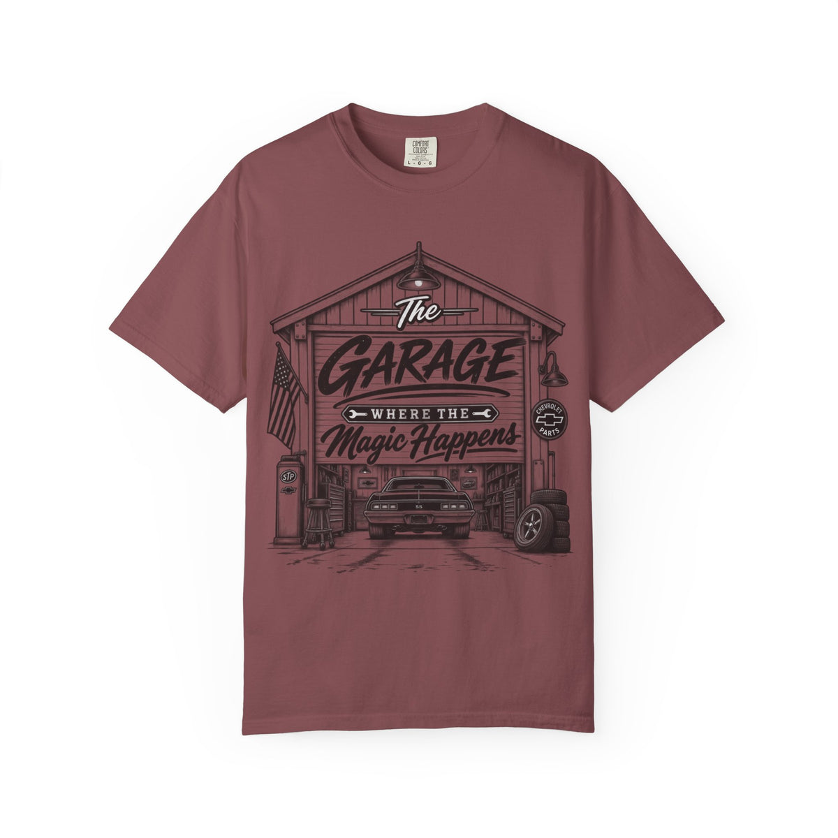 "The Garage Where the Magic Happens" Vintage Car Shop Tee